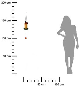 Závesné solárne kŕmidlo pre vtáky Chicken, 75x13 cm, kov, viacfarebná