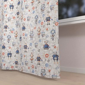 Biante Detský bavlnený záves Sandra SA-584 Svet robotov na sivo-bielom 150x140 cm