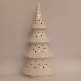DECOLED Keramický stromček, 15 x 9,2 x 29 cm, teplá biela, 2xLR44