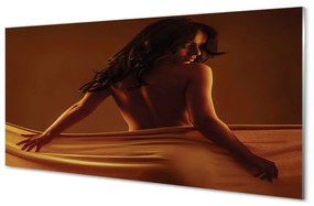 Obraz na skle Žena s materiálom 140x70 cm