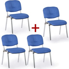 Konferenčná stolička VIVA PLUS 3+1 ZADARMO - chrómované nohy, modrá