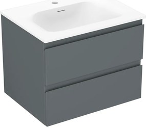 Mexen Orio, kúpeľňová skrinka 60 cm s umývadlom Vela, 2 zásuvky, grafitová matná/biela matná, 91A10-06047-2-BFF66-W23M01