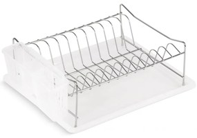 Wellhox Priestranný biely stojan na riad s odkvapkávacou miskou.