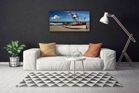 Obraz na plátne More pláž loďka krajina 140x70 cm