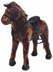 Stojaci plyšový hračkársky koník, tmavohnedý XXL