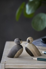 Kay Bojesen Drevený vtáčik Natural and Smoked Oak Wood – set 2 ks