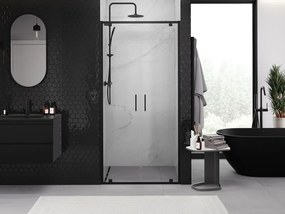 Mexen Exo, dvojité výklopné sprchové dvere, 110 cm, transparentné sklo, čierna, 8182-110-000-70-00