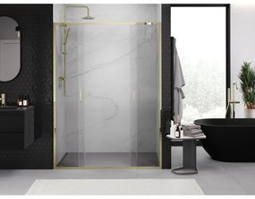 Mexen Exo, posuvné dvojité sprchové dvere 140 cm, číre sklo, zlatá, 8152-140-000-50-00