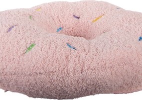 Ružový dekoratívny vankúš v tvare donutu s posypom - Ø 35*6 cm