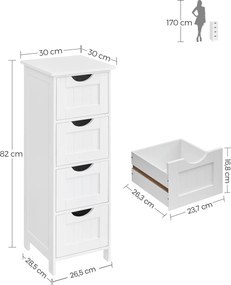 Kúpeľňová skrinka LEHAC 30x82 cm, biela
