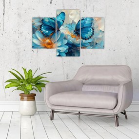 Obraz - Modrí motýle (90x60 cm)