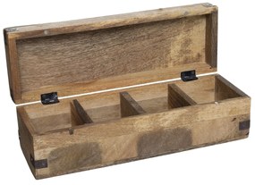 Drevený organizér na čaj Mango Wood, 32x10x9,5 cm