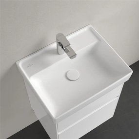 VILLEROY &amp; BOCH Collaro závesné umývadielko s otvorom, s prepadom, 500 x 400 mm, Stone White, s povrchom CeramicPlus, 433450RW