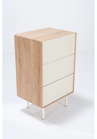 Vysoká komoda z dubového dreva v bielo-prírodnej farbe 60x100 cm Fina – Gazzda