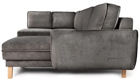 Sivá menčestrová rozkladacia rohová pohovka (ľavý roh/do tvaru "U") Tori – Bonami Selection