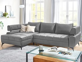 Rohová sedacia súprava Paris, stredne šedá látka, ľavý roh