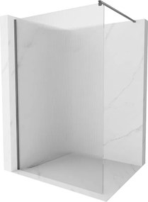 Mexen Kioto, sprchová zástena Walk-In 70 x 200 cm, 8mm sklo s rebrovým vzorom, grafitový profil, 800-070-101-95-09