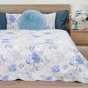 4Home Prehoz na posteľ Roses in blue, 220 x 240 cm + 2x 40 x 40 cm
