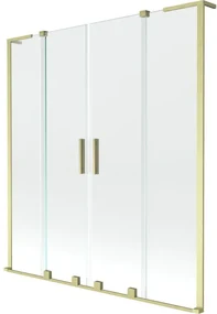 Mexen Velar L Duo, 2-krídlová posuvná vaňová zástena 150 x 150 cm, 8mm číre sklo, zlatá matná, 896-150-003-02-55
