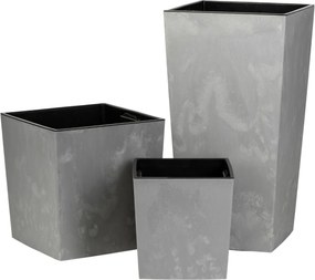 PLASTOVÝ KVETINÁČ FLORE 30,5X29,5X29,5 CM IMITÁCIA BETÓNU SIVÁ