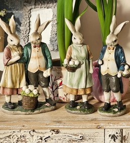 Dekorácia králičia mamka s košíčkom vajíčok - 9*8*25 cm