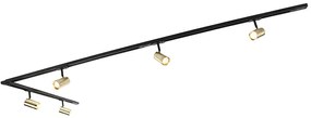 Koľajnicový systém s 5 reflektormi 1-fázový čierny so zlatom - Jeana