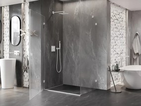 Mexen Lunar-B, výklopný sprchový kút ľavý 75 x 70 cm, 8mm číre sklo, biely profil, 832-075-070-20-00-L
