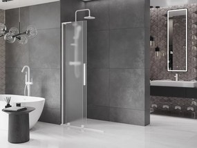 Mexen Velar L, posuvná sprchová zástena Walk-in 100 x 200 cm, 8mm sklo námraza, biela matná, 871-100-003-33-20