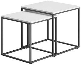 Konferenčný stolík štvorcový 2ks - biely / nohy čierne
