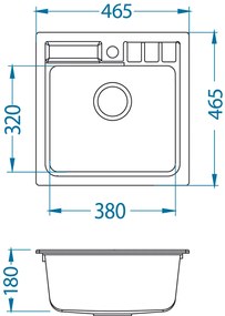 ALVEUS CZ NIAGARA 20 G-91 černá (465x465mm)+ jednoduchý sifon
