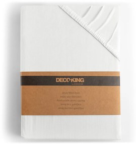 Bavlnené jersey prestieradlo s gumou DecoKing Amber biele
