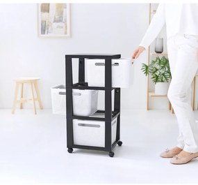 Bielo-čierny plastový pojazdný regál 30x77 cm Brisen - Rotho