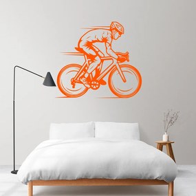 Veselá Stena Samolepka Pretekár v Cyklistike Farba: oranžová, Veľkosť: 40 x 35 cm