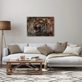 Sklenený obraz - Tiger z tehál (70x50 cm)