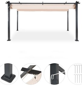Blumfeldt Pantheon, pergola, prístrešok, 3 x 4 m, hliník, strieška proti slnku, polyester, béžová
