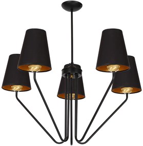 Luster Victoria, 5x čierne textilné tienidlo, b/g
