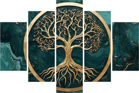 Obraz – Zlatý strom života v mramore (150x105 cm)