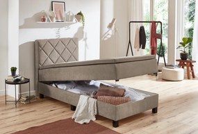 Posteľ Jeff 100x200 cm, svetlohnedá látka