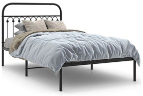 Kovový rám postele s čelom čierny 107x203 cm 376596