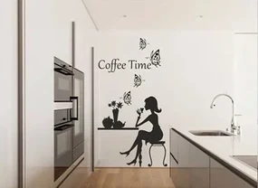 Nálepka na stenu do kuchyne čas na vašu šálku kávy 50 x 100 cm