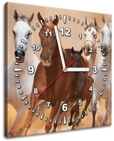 Gario Obraz s hodinami Cválajúce kone Rozmery: 60 x 40 cm