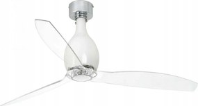 Stropný ventilátor Faro Mini Eterfan M, biely/transparentný, DC motor, Ø128
