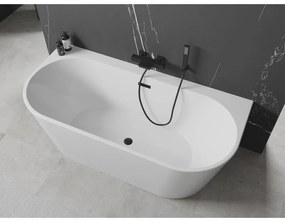 Mexen Oval+, voľne stojaca vaňa ku stene 170 x 80 cm, biela lesklá, čierna matná, 52681708000-70
