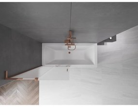 Mexen Velar L, 2-krídlová posuvná vaňová zástena 95 x 150 cm, 8mm sklo námraza, ružové zlato, 896-095-003-31-60