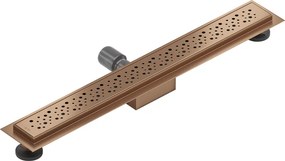 Mexen Flat, lineárny podlahový žľab 60 cm, M12, medená matná, 1C21060-15