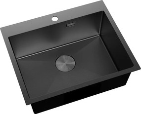 Mexen Solix, 1-komorový nerezový drez 600 x 500 mm, čierna, vzor voština, 6408601000-70HC