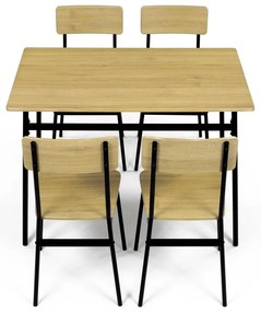 Jedálenský set Industrial so 4 stoličkami, 110 x70 x 76 cm, divoký dub