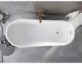 Mexen Alta, voľne stojaca vaňa 170 x 75 cm, biela, medený matný prepad, 52141707500-65