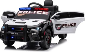 LEAN CARS Elektrické autíčko Dodge Charger policajné, bielo-čierne