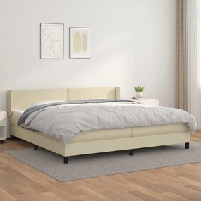 Boxspring posteľ s matracom krémová 200x200 cm umelá koža 3130741